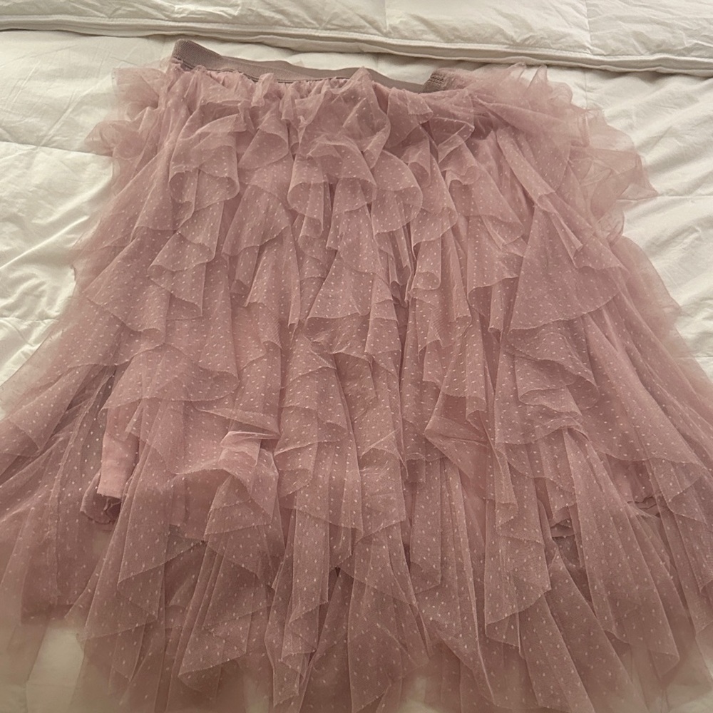 Anthropologie Dusty Rose Layered Tulle Skirt